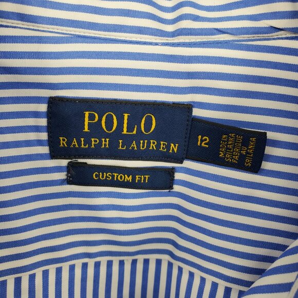Polo Ralph Lauren Custom Fit Blue and White Striped Collared Button Up Shirt 12 - Picture 3 of 8